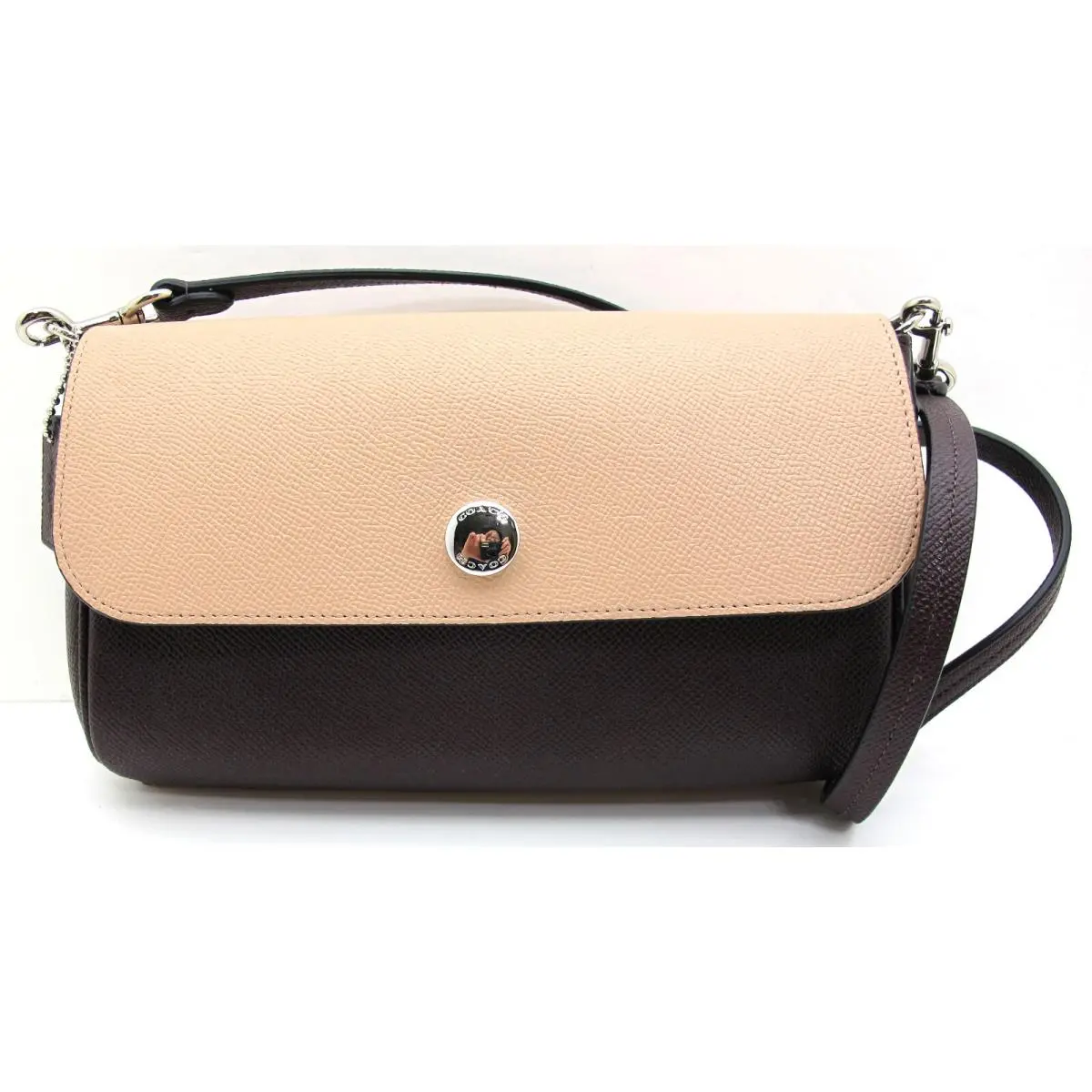 Coach Ruby Reversible 2 Tone Leather Crossbody Oxblood Light Pink Silver