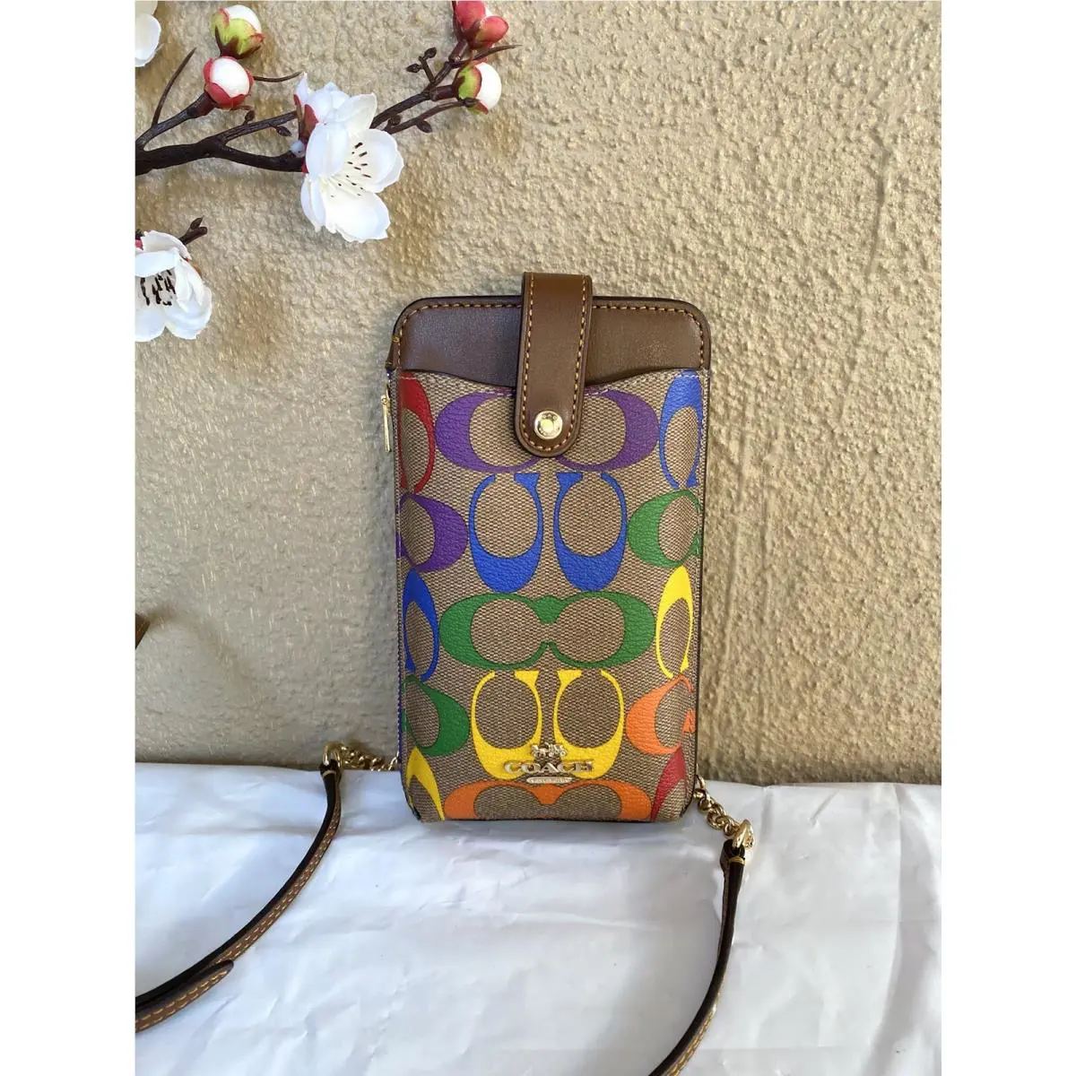 Coach Pride Phone Crossbody In Rainbow Signature Canvas C9943