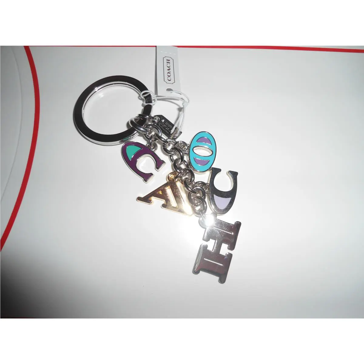 Coach Multi Mix Letter Charm Keychain Key Fob