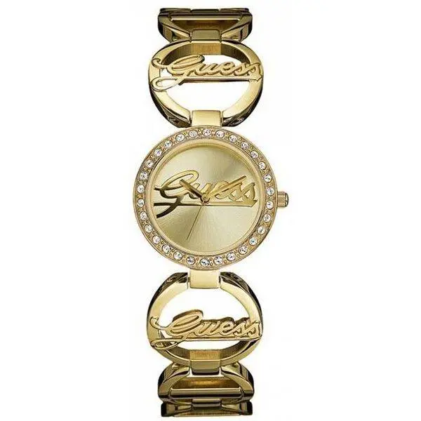 New-guess G-link Polished Gold Tone Logo Band+dial Crystal WATCH-W11122L1 - Dial: GOLD, Band: Gold