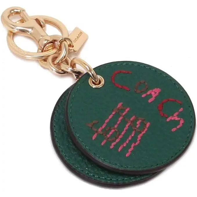 Coach Mirror Bag Charm with Diary Embroidery in Green
