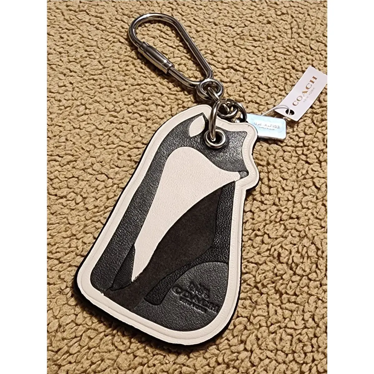 Coach Foxes Key Chain Calf Leather Keyring Suede Fox Charm Fob Bag Purse