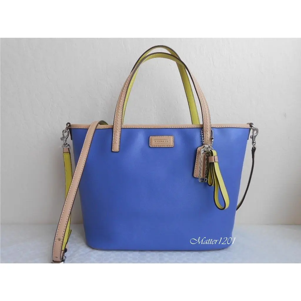 Coach F25663 Park Metro Small Leather Tote Porcelain Blue