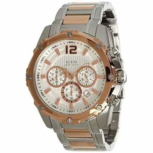 Guess Bold Chronograph Silver Dial Rosegold-tone Men`s Watch U0165G2/w0165G2