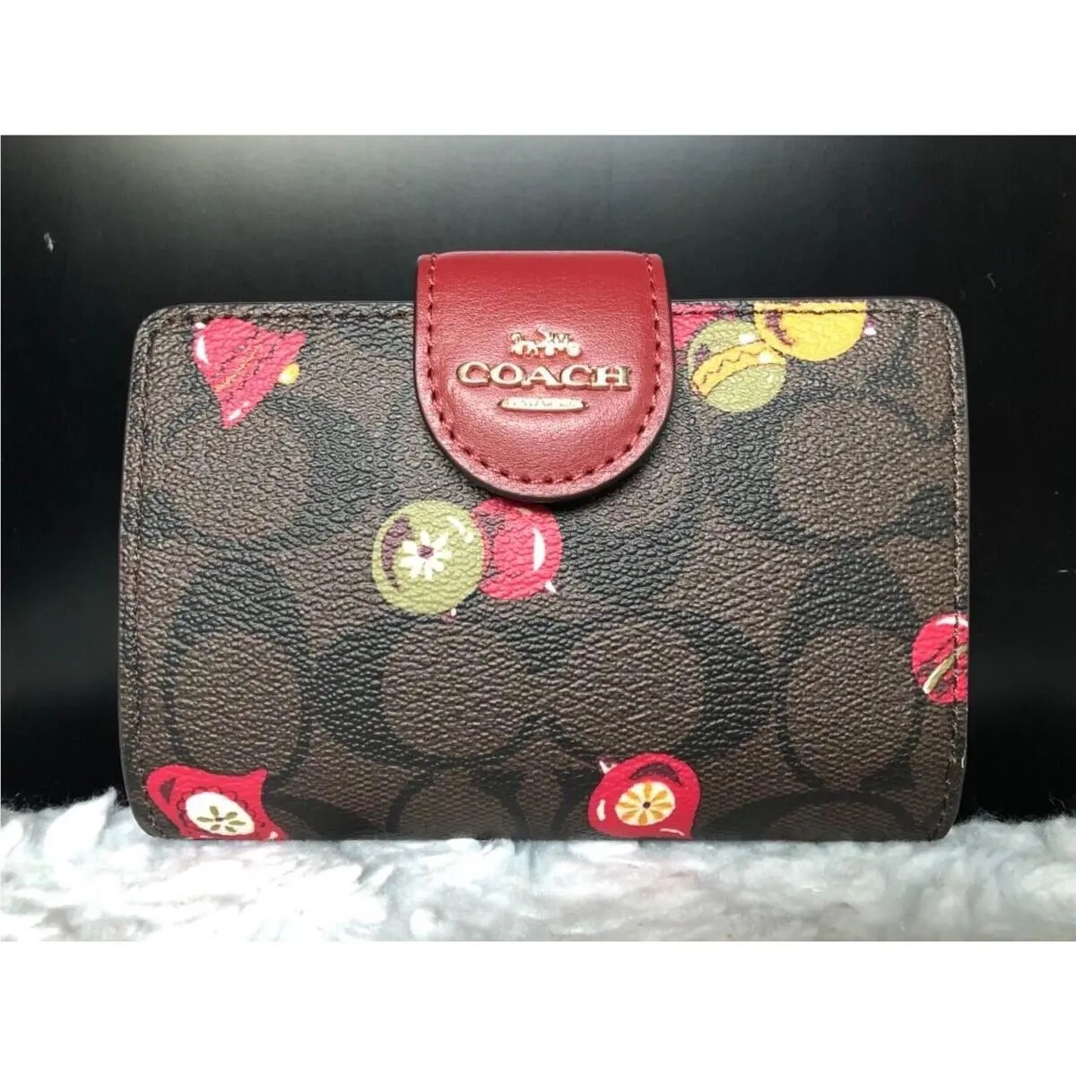 Coach C7414 Medium Corner Zip Wallet In Signature Canvas with Ornament Print
