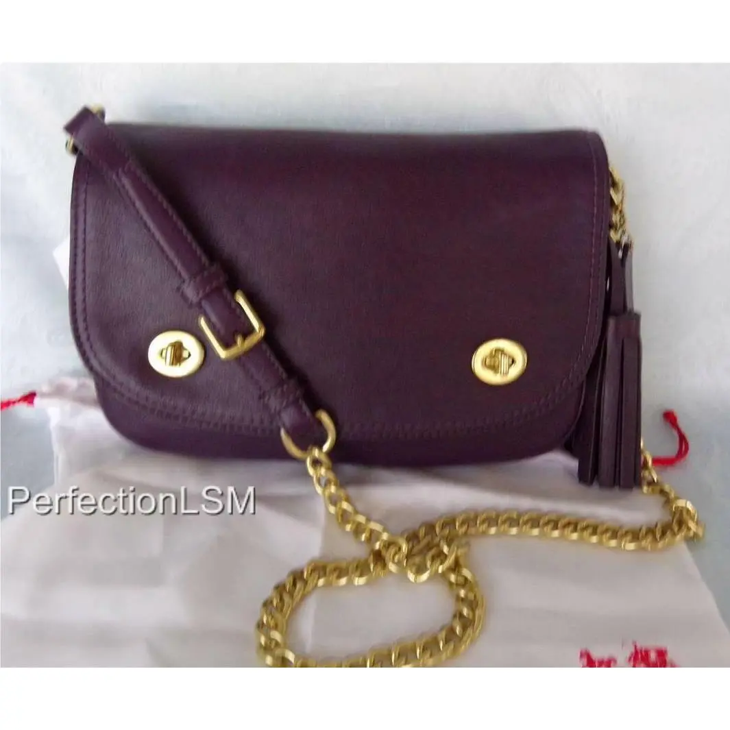Coach 25361 Legacy Leather Double Gusseted Flap in Black Violet Plum Rare