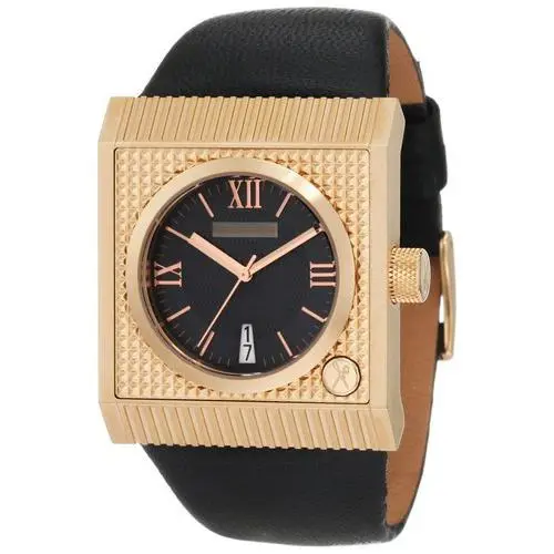 New-marc Ecko Rose Gold Square Black Leather Treasury Analog Watch- M15002G2 by Marc Ecko