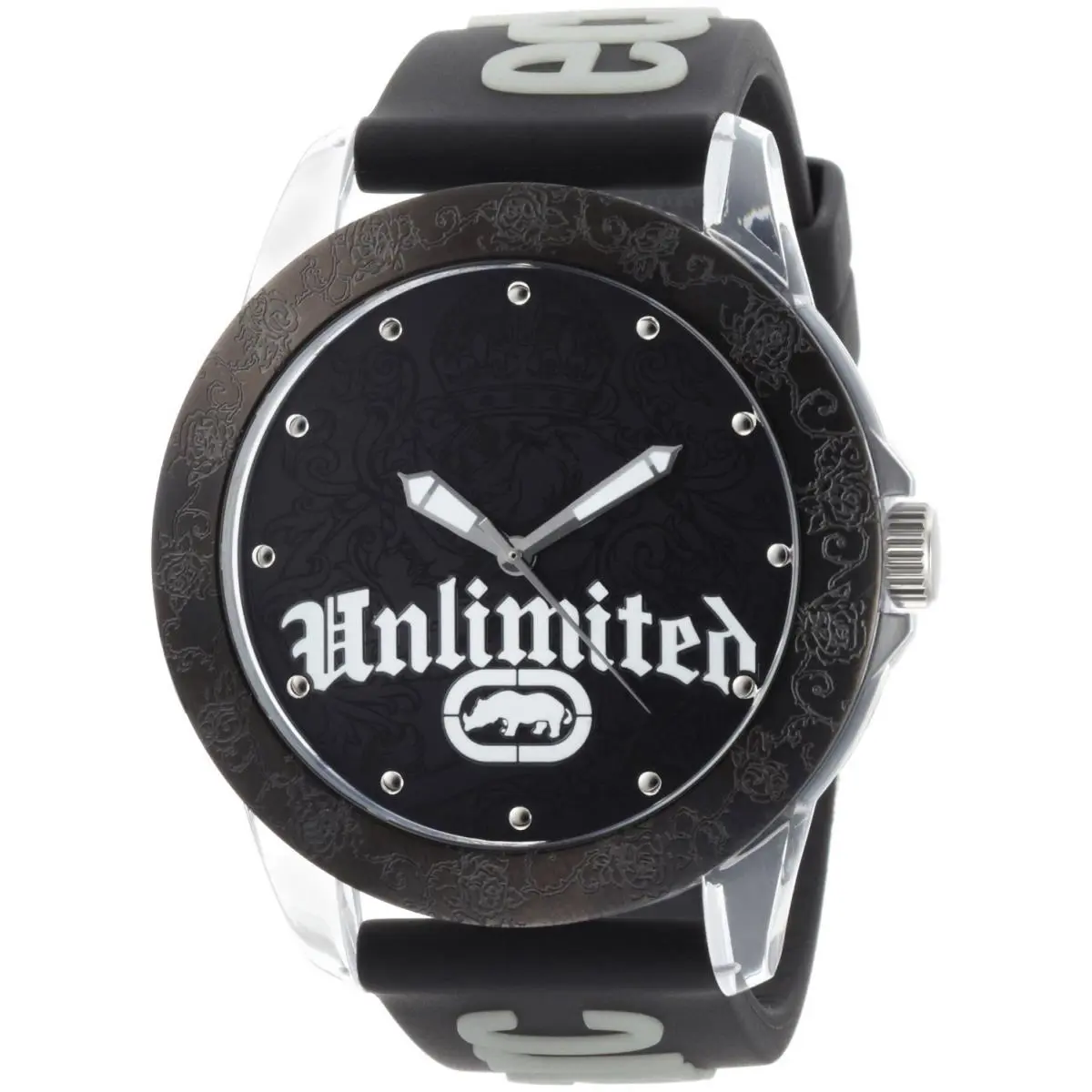Unlimited Black Silicone Band+clear Engraved Dial WATCH-E09520G1 by Marc Ecko