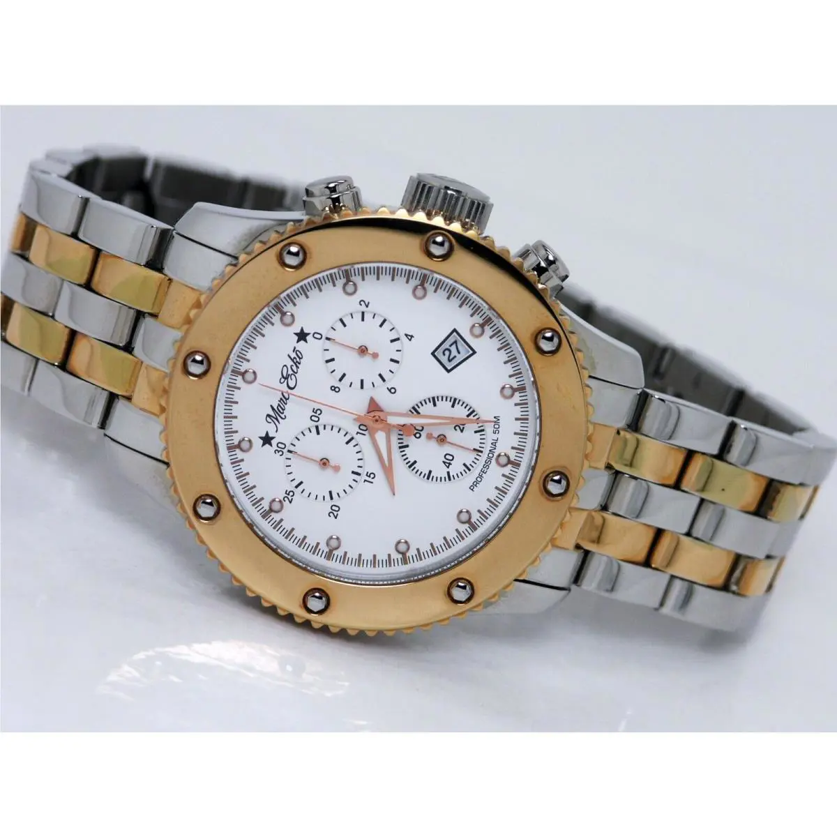 Proffesional E16000G3 Chronograph TU Tone Steel Watch White Dial by Marc Ecko