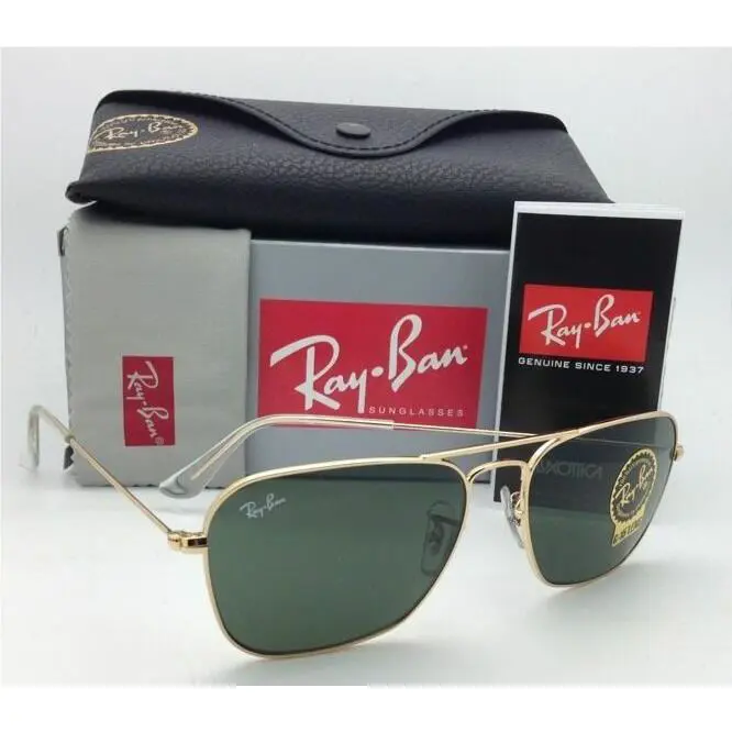 Ray-ban Sunglasses Caravan RB 3136 001 55-15 Arista Gold w/G-15 Green Lenses