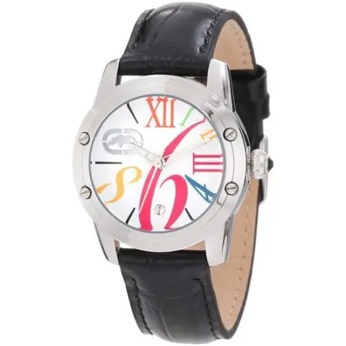 New-marc Ecko Silver Tone Black Leather Band Colorful S Small Watch E8M092MV by Marc Ecko