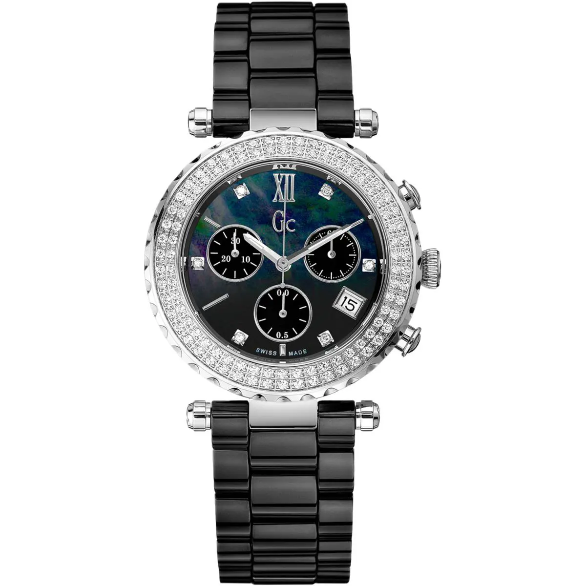 Guess Collection A22102M2 Ladies Diamonds On Bezel Sapphire Screw Crown 100m WR