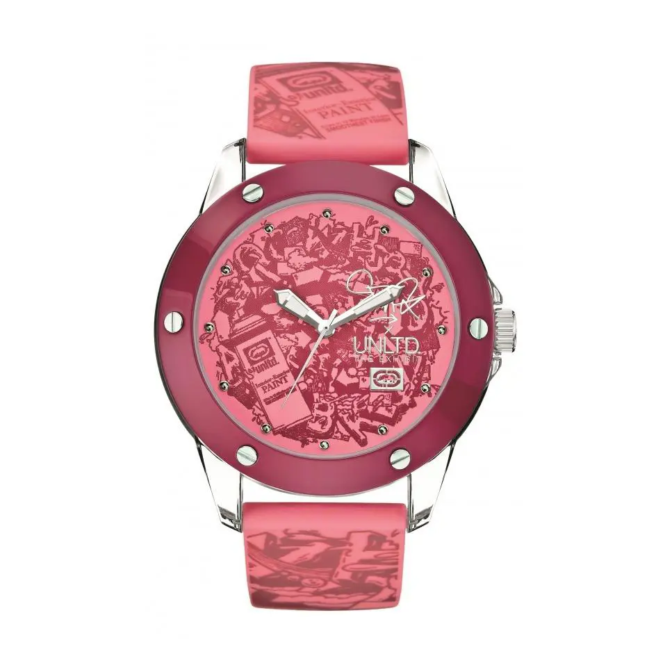 The Tran Pink Dial Watch E09530G5 with Pink Silicone Strap by Marc Ecko