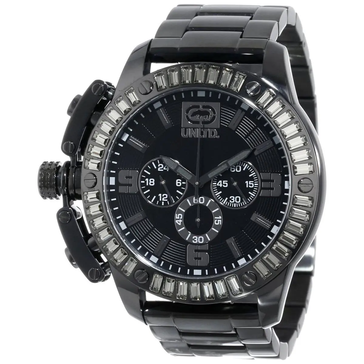 E25061G1 The Ironside Oversized Black Watch Crystals 49mm by Marc Ecko