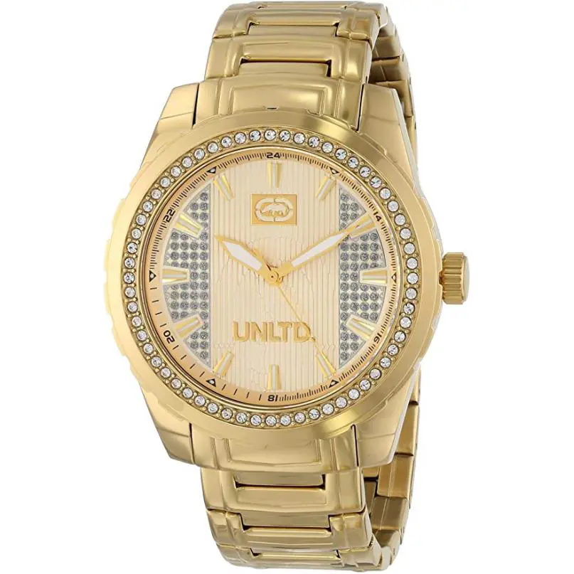 E15014G1 The Riff Gold Tone Crystal Watch by Marc Ecko