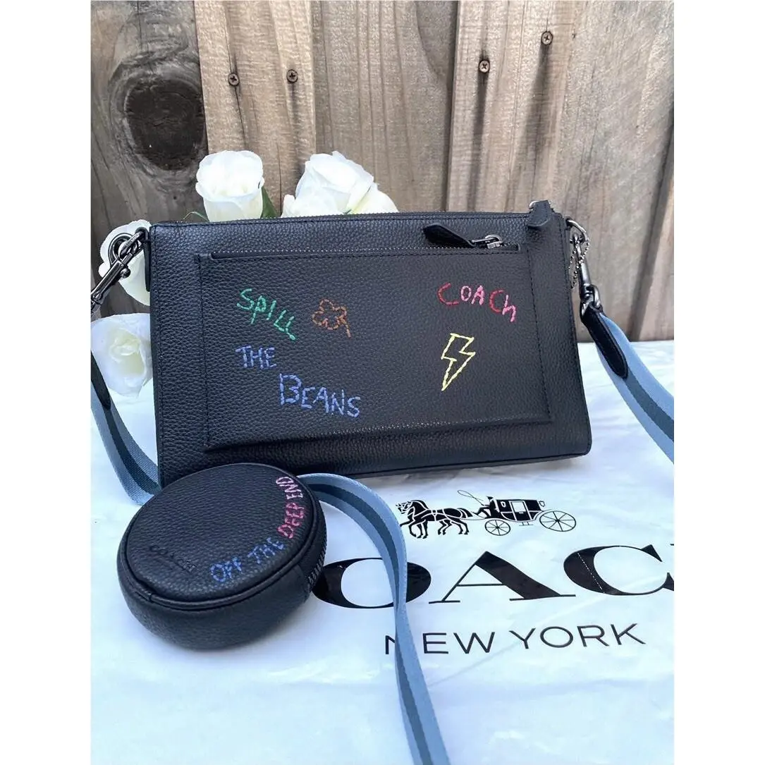 Coach Holden Crossbody with Diary Embroidery C8291 Gunmetal/black Multi