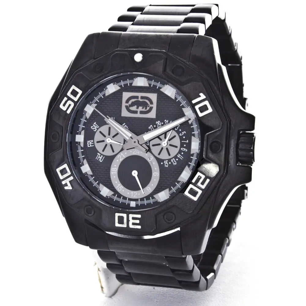 Men`s E8M077MV Black Power Play Three Eye Multifunction Watch by Marc Ecko