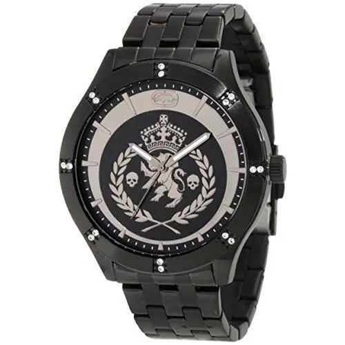 Black Tone S/steel Crystal Bold Graphics Detailed Watch E8M035MV by Marc Ecko