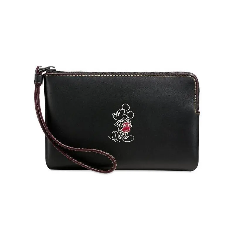 Nwt- Coach F59528 Disney Mickey Mouse Leather Corner Zip Wristlet Wallet