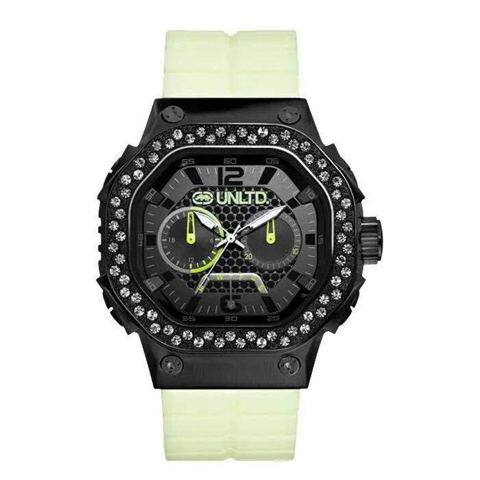 Unltd Black Tone White Silicon The Tractor Glow IN Dark Watch E18505G1 by Marc Ecko