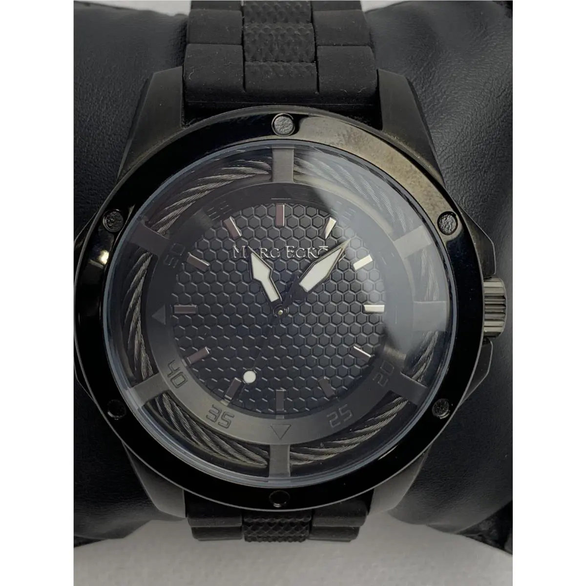 Black Rubber Silicon Band Stainless Steel Case Men s Watch E12537G1 by Marc Ecko