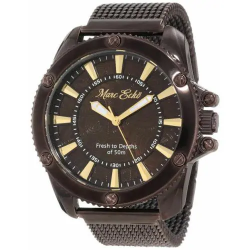 Mens The Flash Classic Gold Tone Brown IP Stainless Steel Mesh Watch by Marc Ecko