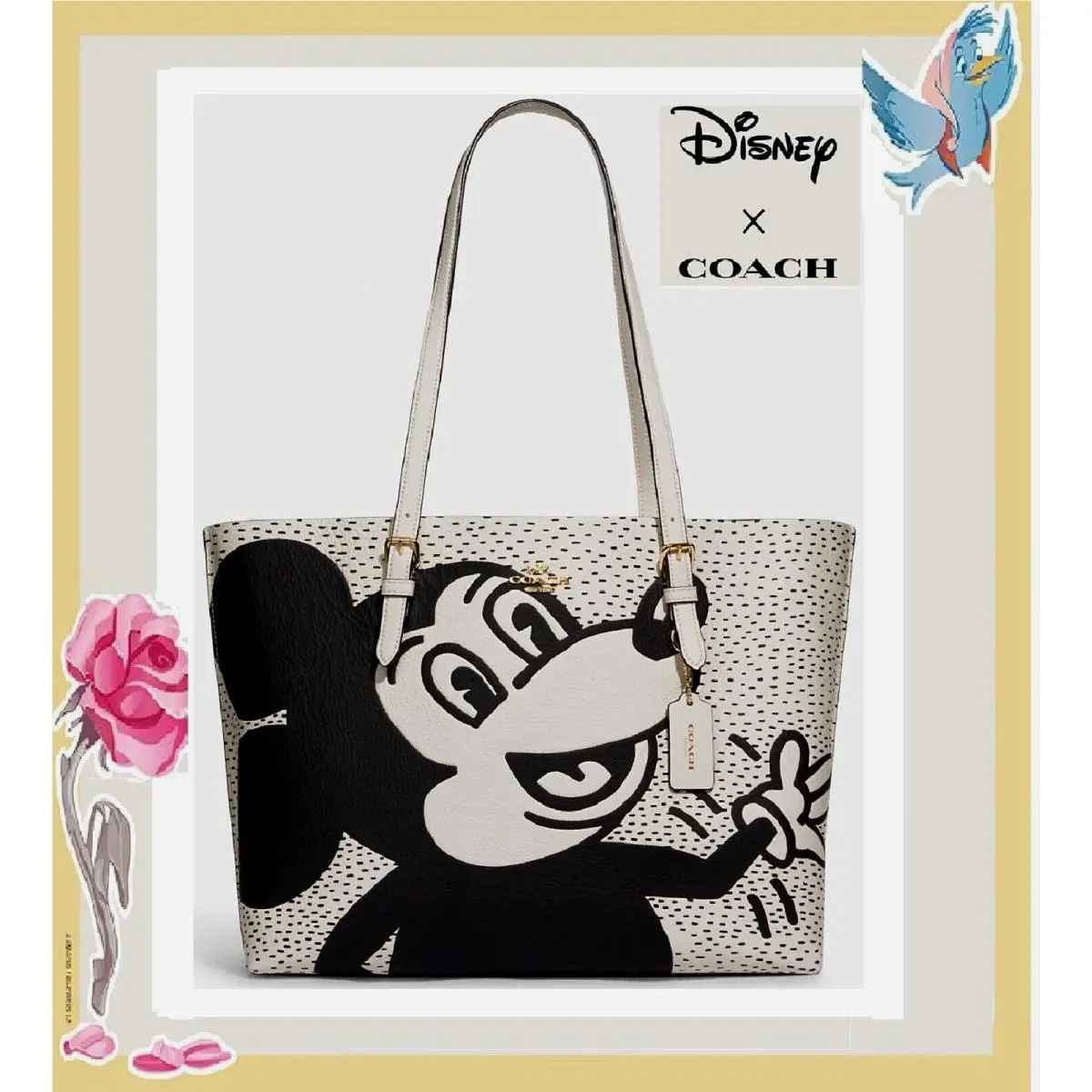 Coach C6978 Disney Mickey Mouse X Keith Haring Mollie Tote In Chalk Multi