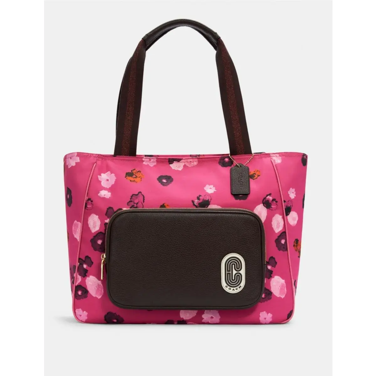 Coach Court Tote Handbag Purse Baby Bag with Halftone Pink Floral Print