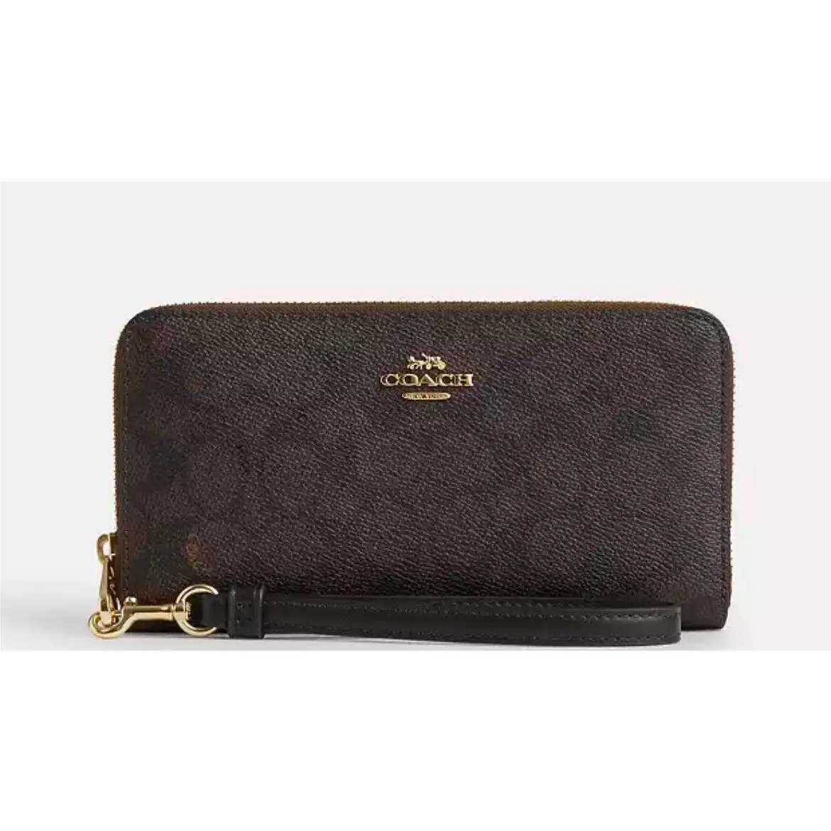 Coach Long Zip Around Wallet In Signature Leather Detachable Wrist Strap CW778