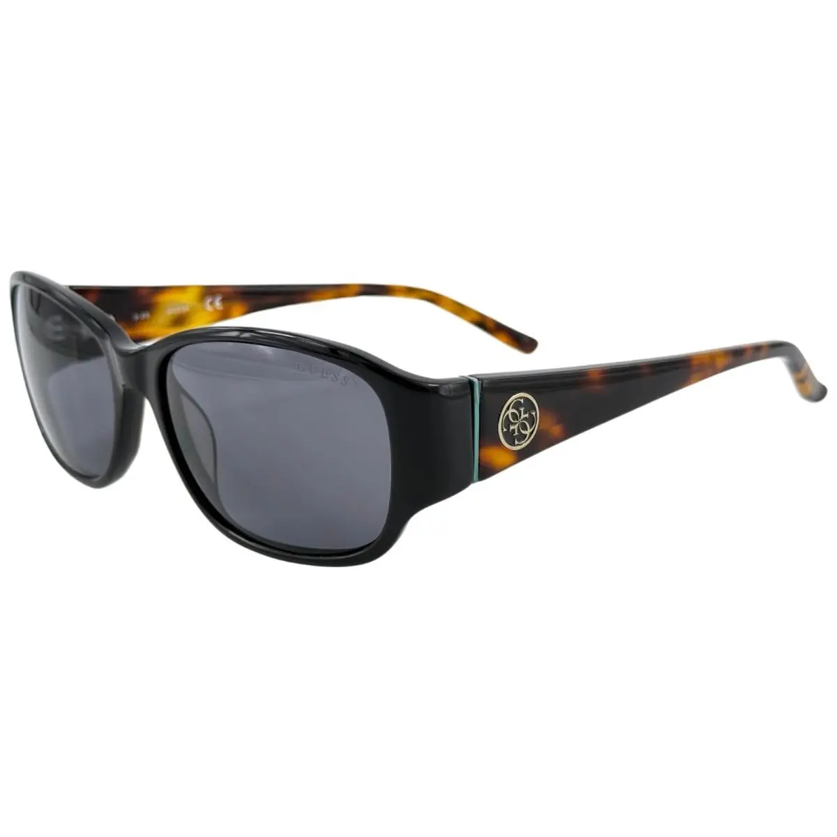 GU7436 Womens Plastic Sunglass 01A Shiny Black 56-17 Gray Lenses w Case by Guess