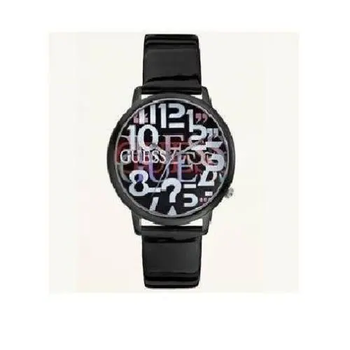 Guess Black Patent Leather Band Logo Face WATCH-U75055L1