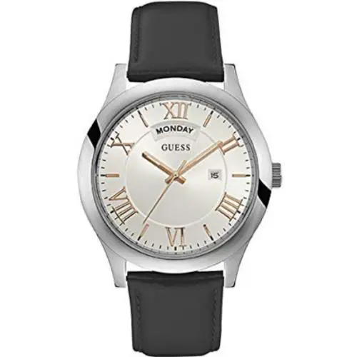 Guess Men`s Quartz Watch with Leather Strap Black 22 Model: U0792G8