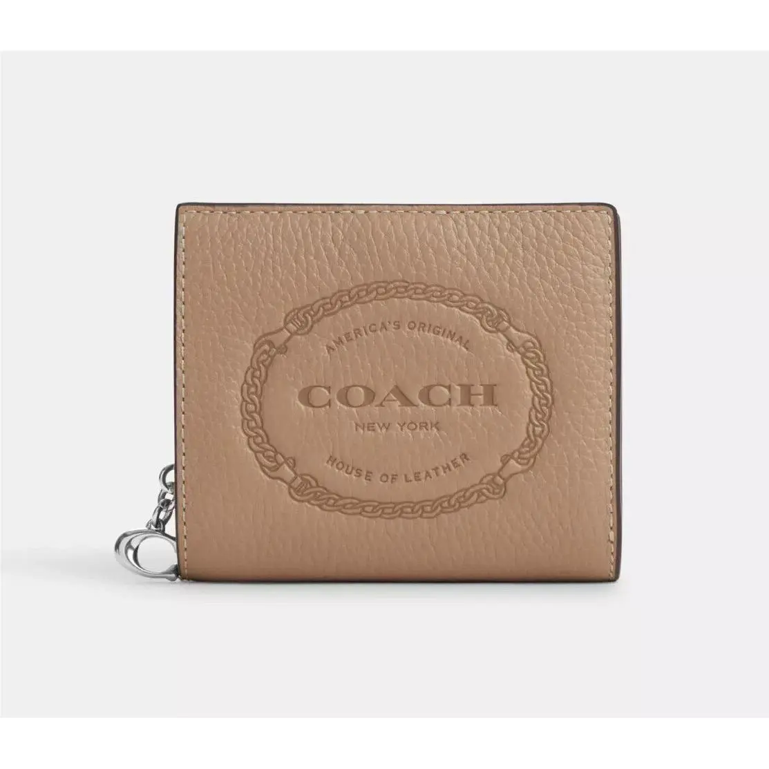 Coach Women`s Taupe Snap Leather Wallet with Coach Heritage CM216