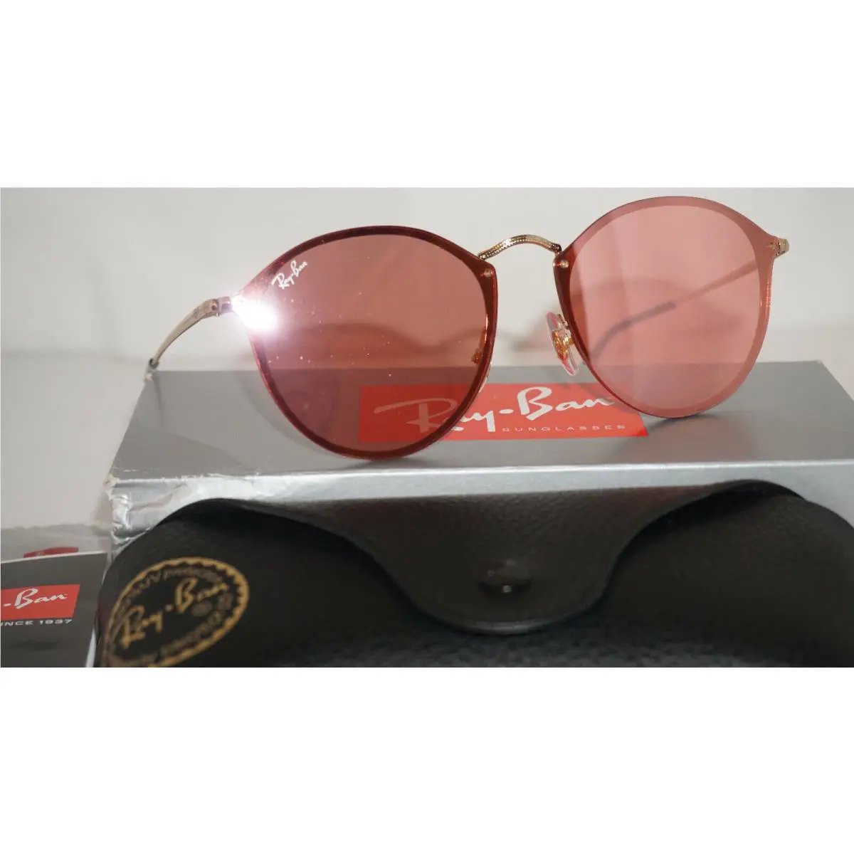 Ray-ban Sunglasses Blaze Round Gold Pink Mirror RB3574N 001/E4 59 145