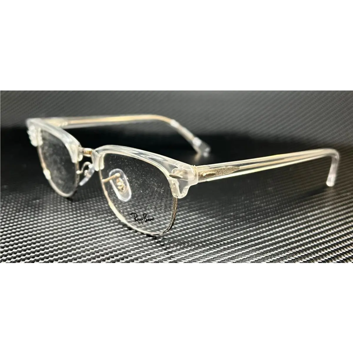 Ray Ban RX5154 2001 White Transparent Silver Clubmaster Unisex 53 mm Eyeglasses