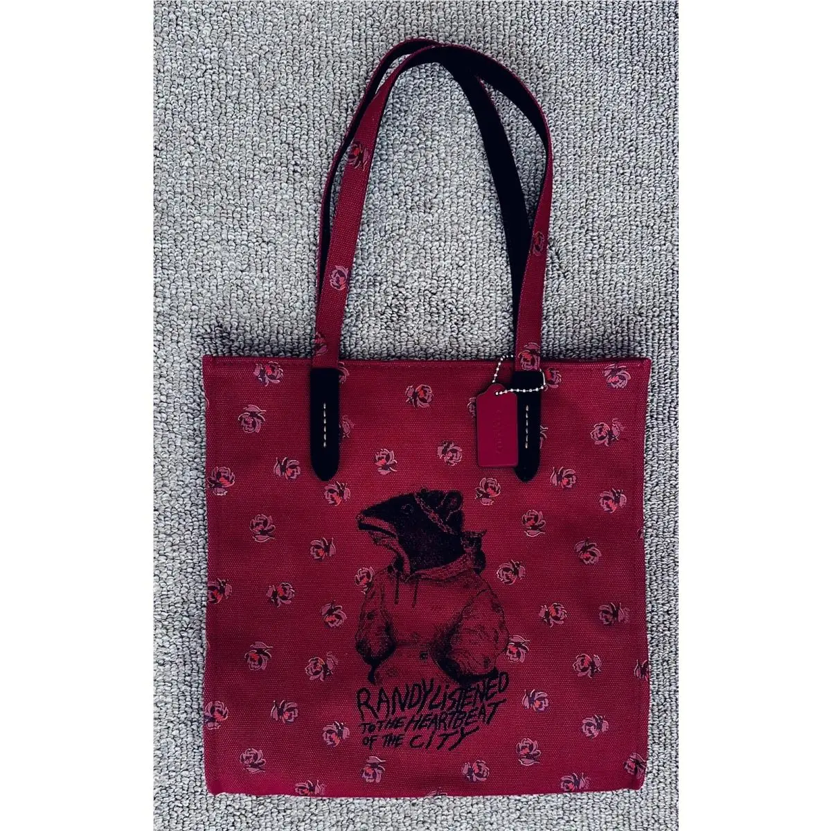 Coach Red Apple Lunar Year Randy The Rat Canvas Tote 79303