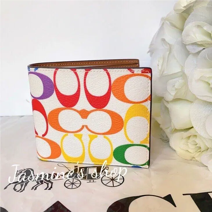 Coach 3 In 1 Wallet In Rainbow Signature Canvas C9863 Chalk/khaki Multi