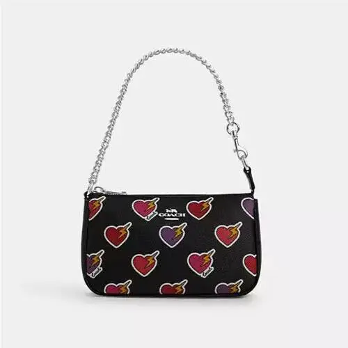 Coach Heart Bolt Nolita 19 Signature Canvas Leather Wristlet/shoudler Bag-CW452