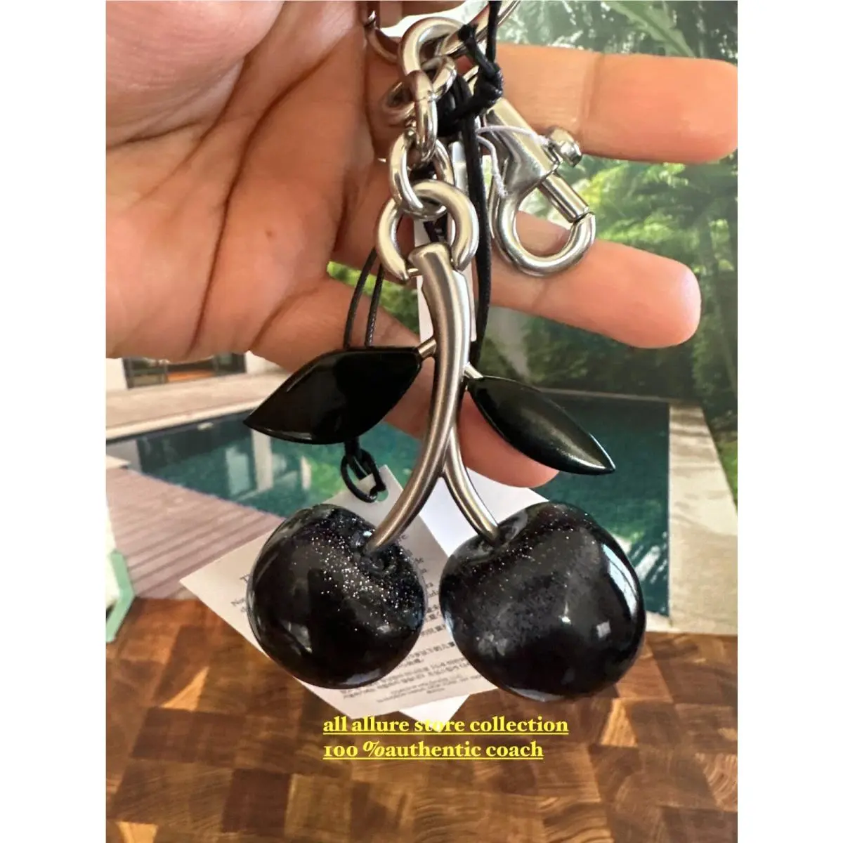 Coach Black Cherry Bag Charm Key Fob - with Dust Bag