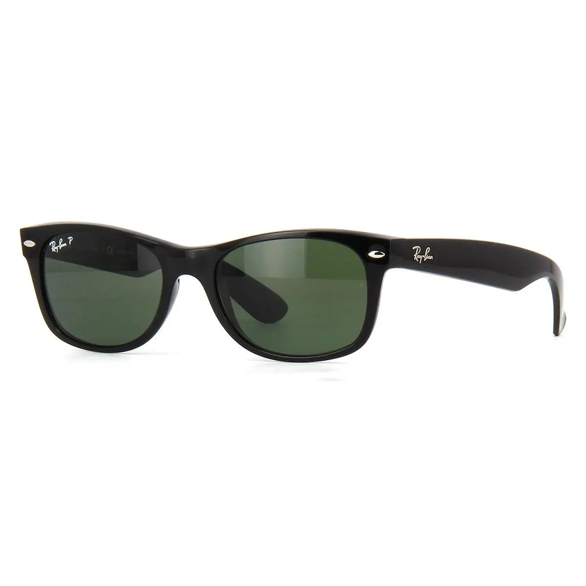 Ray-ban New Wayfarer Wayfarer Polarized Green G-15 Unisex Sunglasses RB2132-901-5858 - Frame: Black, Lens: Green