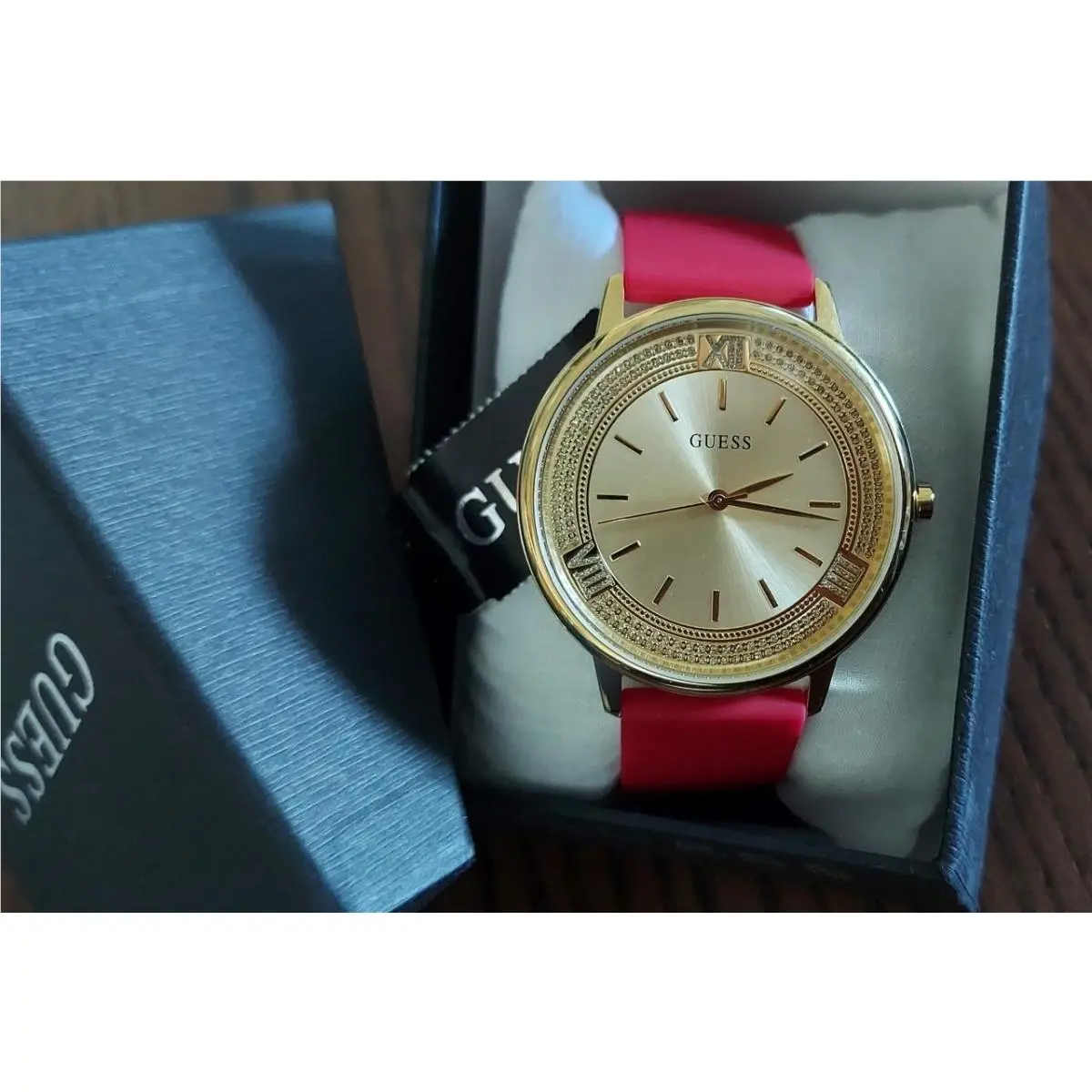 Guess Women`s Watch Red Strap U1326L3 Beautiful