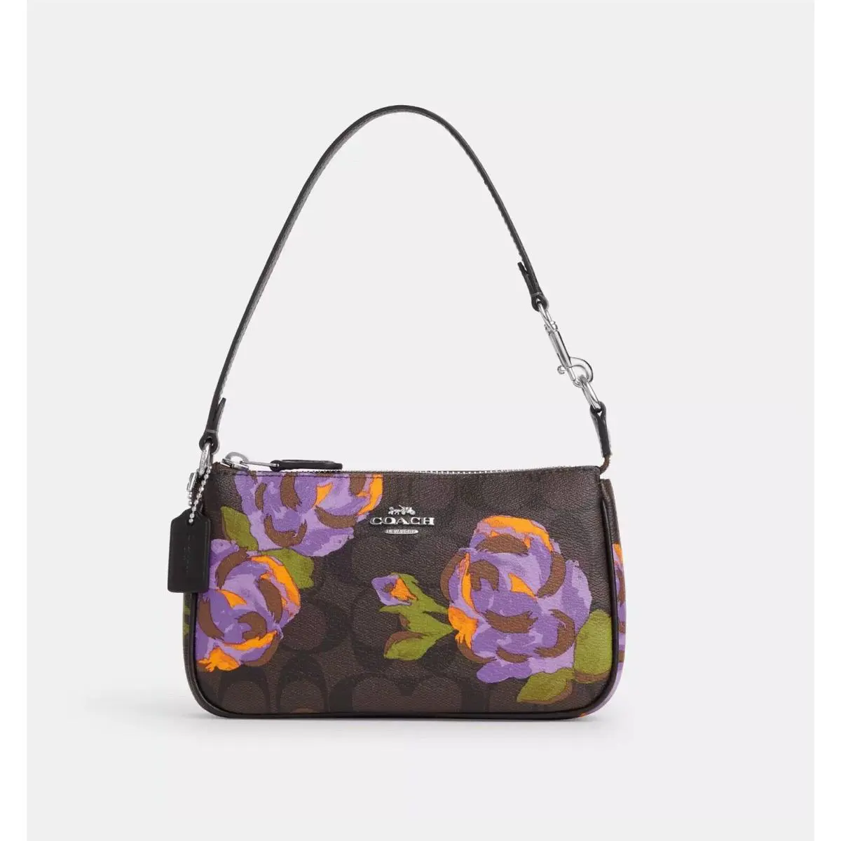 Coach Nolita 19 In Signature Canvas with Rose Print Silver/brown/iris Multi
