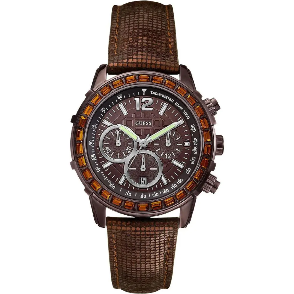 Guess U0017L4 Women`s Chronograph Dark Tone Crystal Accents 50m WR