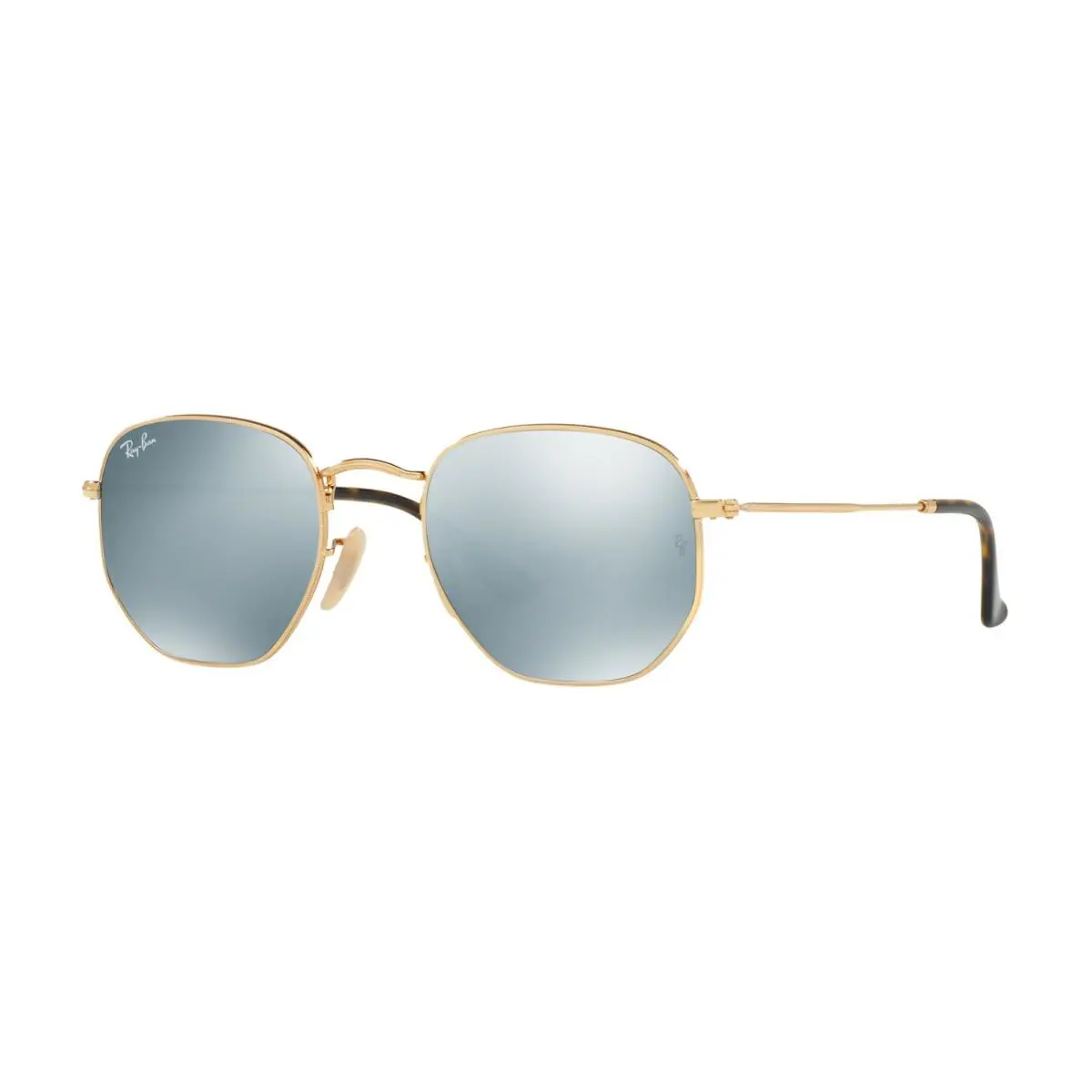 Ray-ban Hexagonal Metal RB 3548N Gold/grey Silver Flash 001/30 A Sunglasses - Frame: Gold, Lens: Grey Silver Flash
