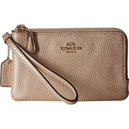 Polished Pebbled Leather Double Corner Zip Bag Li/platinum One Size by Coach