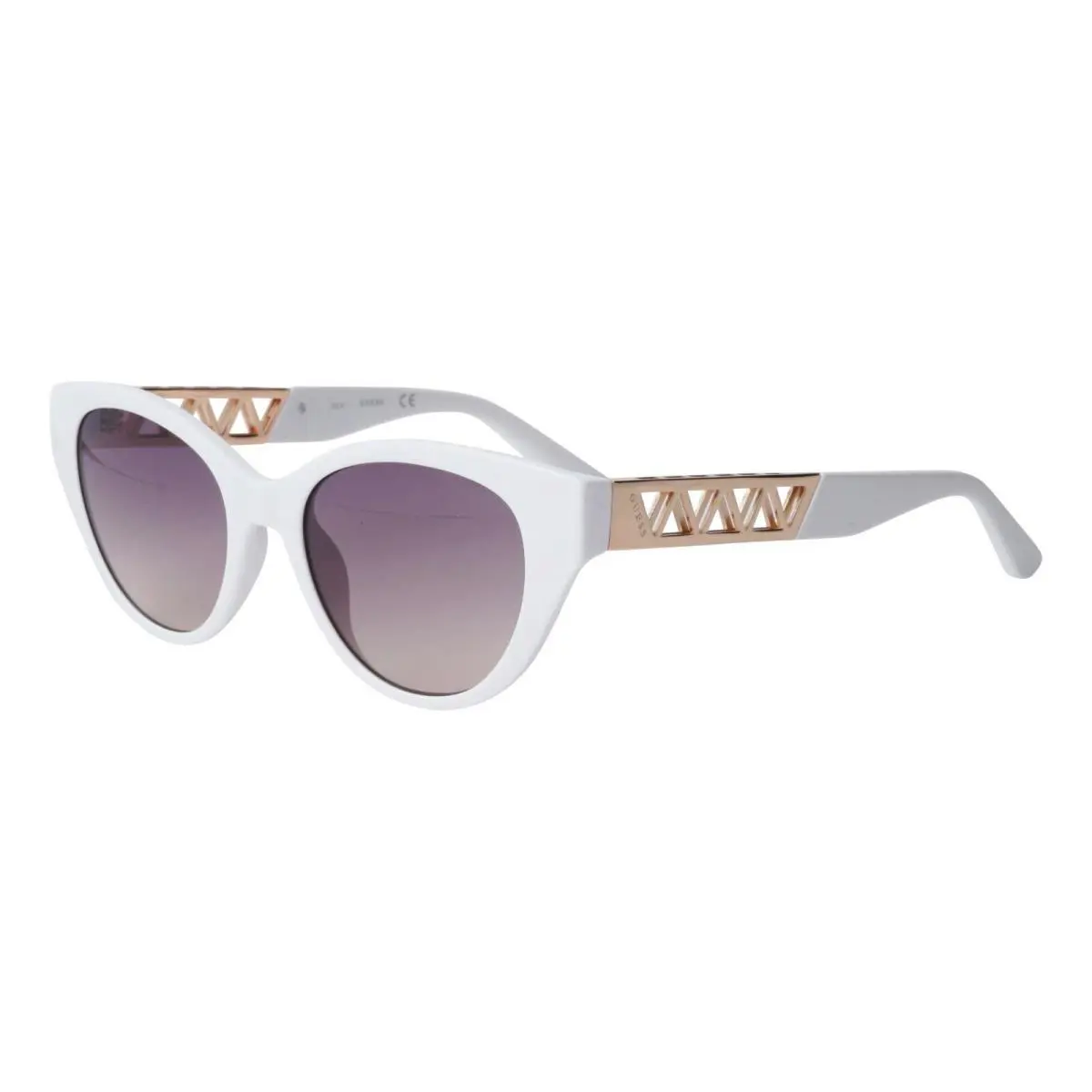 Guess GU 7690 21F White Frame/ Gradient Brown Lens Sunglasses 52mm
