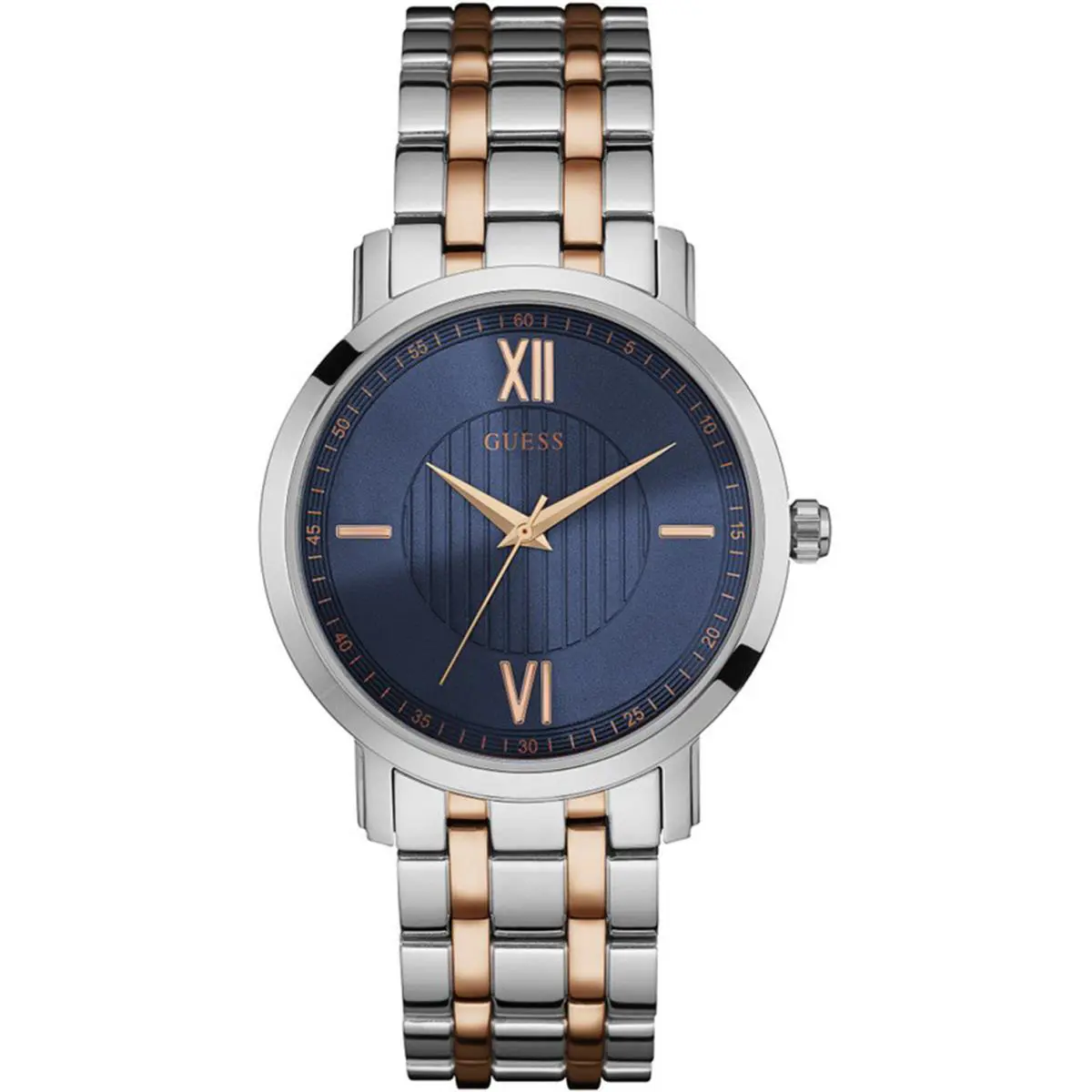 Guess Steel W0716G2 Men`s Dress Stainless Steel Two-tone Blue Dial WR