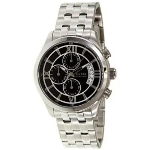 Guess Men`s U15071G1 Silver Stainless-steel Quartz Watch with Black Dial