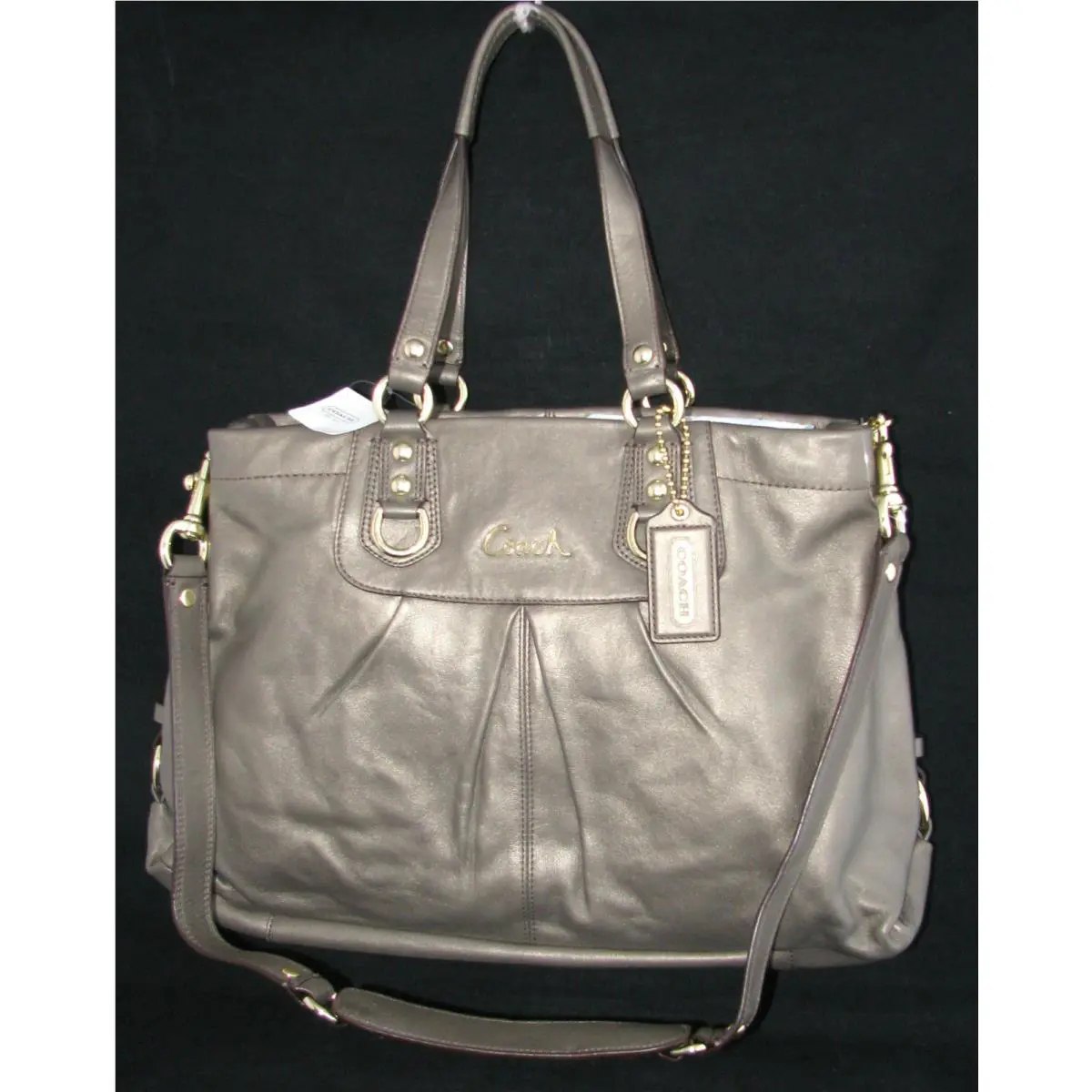 Coach Ashley Steel Leather Carryall Convertible Satchel Handbag- 15513