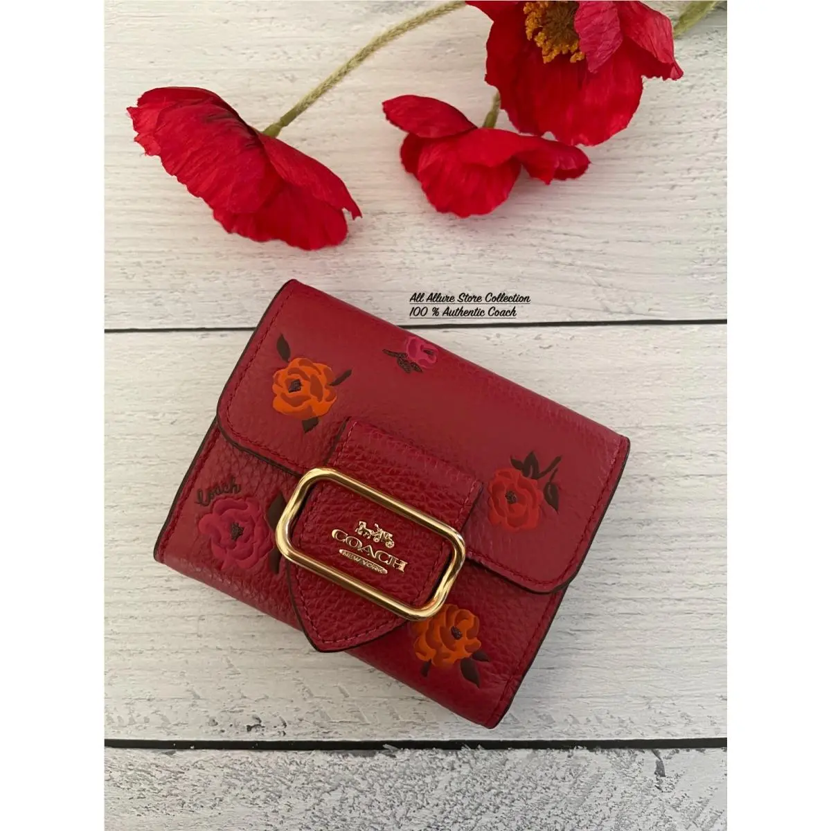 Coach Small Morgan Wallet with Jumbo Floral/peony Print